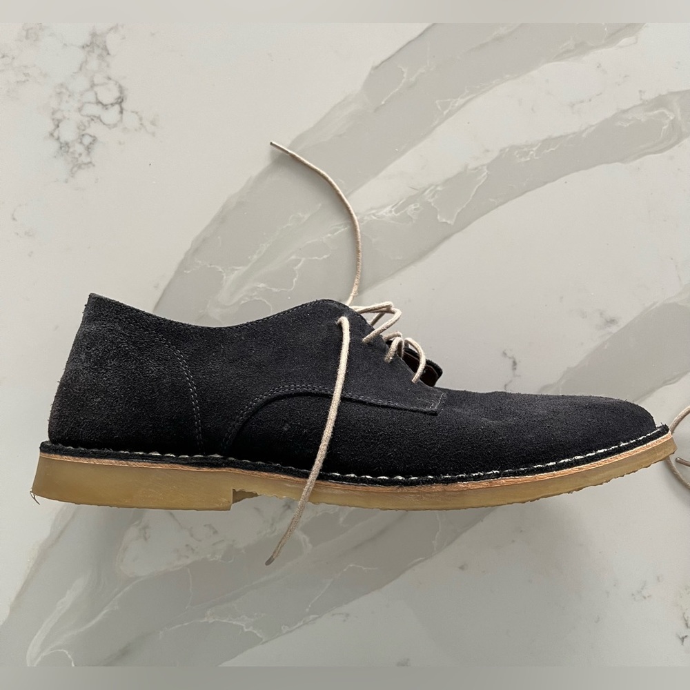 Mens Bespoken Navy Blue Suede Shoe - Picture 2 of 13
